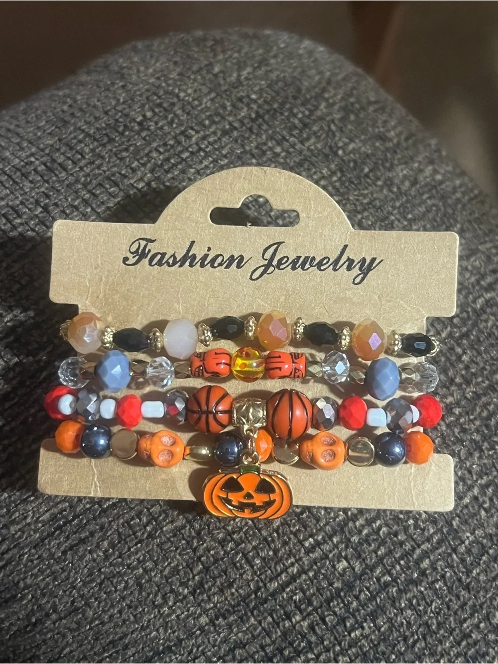 Fashion Jewelry Halloween Orange Beaded Bracelet Set B270